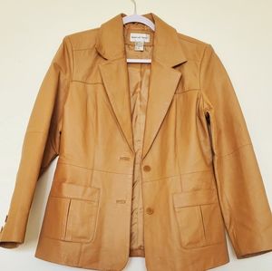 Gorgeous Tan Vintage Leather Jacket. Size 12